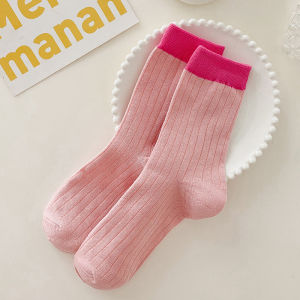 ถุงเท้าข้อกลาง แบบบางพิเศษ ระบายอากาศได้ดี สไตล์เกาหลี สําหรับผู้หญิงถุงเท้าผ้าฝ้ายสีขนมหวาน