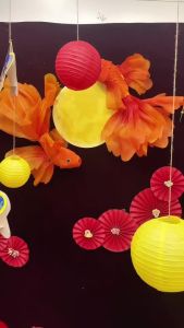 [HỎA TỐC HCM] Combo trang trí Trung thu cá chép và mặt trăng treo decor nhà cửaquán cafe lớp học Hottrend  ANGIHOME