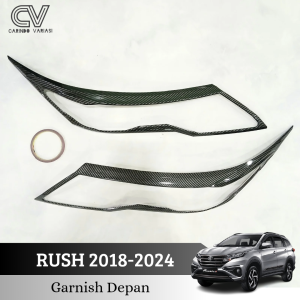 Cover Garnish Lampu Depan Mobil All New Rush 2018 - 2024 Carbon
