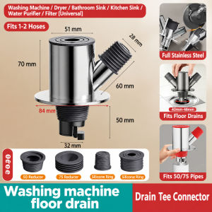 Premium Washing Machine Drain Connector Anti-Odor Floor Drain Tee Joint Anti-Overflow Pipe Splitter for Bathroom