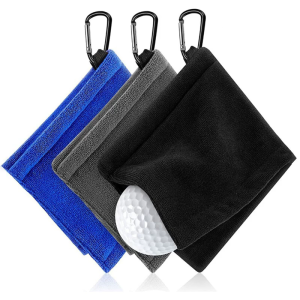 Golf Maintenance Towel Nonslip Grip Layer and Attachable Hook Microfiber Texture for Outdoor Activity Enthusiasts