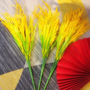 Bông lúa 1 cây 7 nhánh cây lúa nhân tạo 43cm giống thật trang trí nhà cửa decor bàn làm việc cửa hàng quán xá công ty