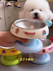 Rubvrenti Stainless Steel Pet Bowl Elevated Cat Bowl Dog Bowl Non Slip Base Neck Support Easy Clean Home Feeder