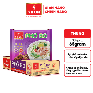 [Tết][VOUCHER 15%] Thùng 30 gói Phở VIFON vị Bò / Gà / Chay Rau Nấm  65gr/gói