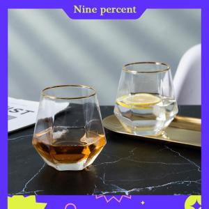 Nine percent European Style Edged Plastic Hexagonal Household Transparent Whiskey Glass Hexagonal Foreign Wine Glass