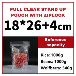 Full Clear Stand Up Pouch with Zip Lock  Resealable 50pcs and 100pcs per pack