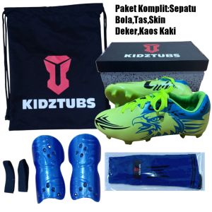 KIDZTUBS Sepatu Bola Anak Paket Komplit Sepatu Bola Tas Skin Deker Kaos Kaki Usia 6-10 Tahun Size 28 29 30 31 32 33 34 35 36 37 KDZ1457122224