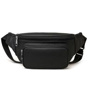 Cowhide belt bag genuine leather waist bag  multifunctional large capacity waterproof cowhide chest bag outdoor running fitness cross-body bag