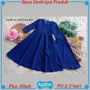 Gamis Sholihah PLUS Jilbab | Baju Bahan Diamon Anak Perempuan dan Dewasa | Seragam Lebaran Terbaru