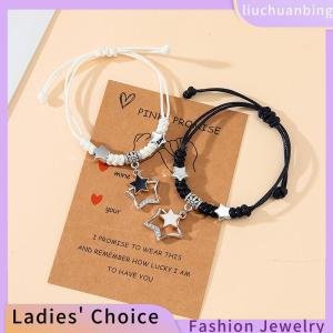 [COD] liuchuanbing Jewellery Couple Bracelet Pentagram Couple Card Handmade Versatile Woven Hand Rope Female Gift