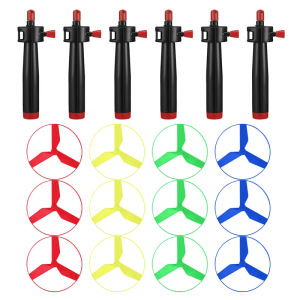 6 Piece Colorful Flying Disc Set Easy Pull String Mechanism Durable Plastic Design For Childrens Play