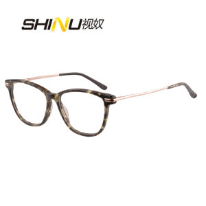 Trendy Anti-Blue Light Myopia Glasses Women Eyeglasses acetate frame metal leg Optical Glasses Modify Face -1.0 - 1.5 ...-3.0 RD641