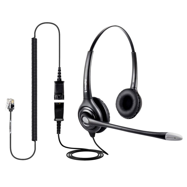 Anti-Noise Telephone headset call center headphone +QD cord RJ9