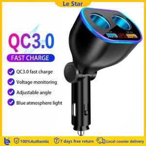 12V-24V Car Charger Cigarette Lighter Charger Dual USB Car Fast Charging For Phone Auto Power Adapter for Car Charger Dual Usb Qc3 Quick Charge Rotation Adapter QC 3.0 2 Way Power Socket Splitter Led Display Charging For iPhone XR XS Samsung Xiaomi