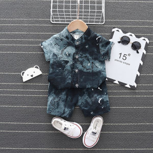 Cotton children wear boys short sleeve suit cartoon single breasted suit orange shirt shorts