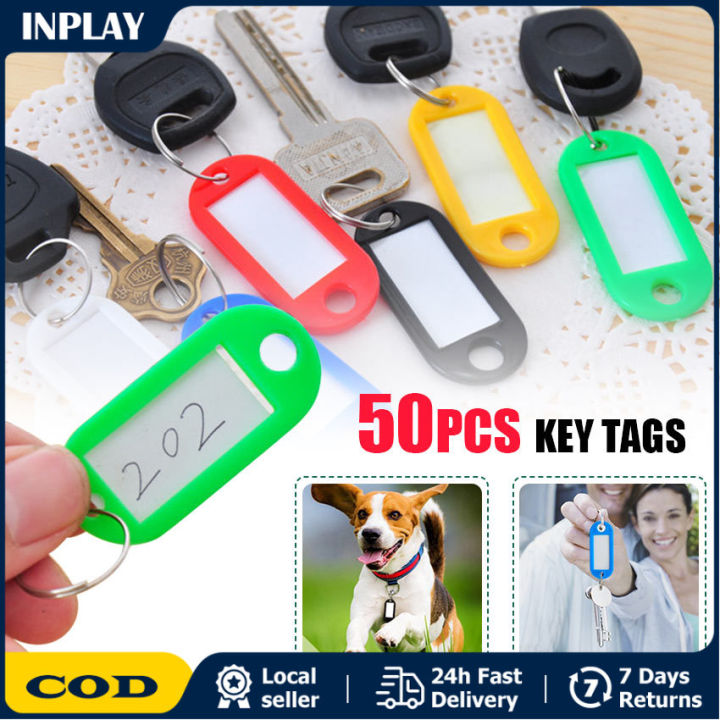 50pcs Plastic Key Tags Portable Key ID Tag Luggage Name Label Card