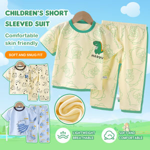 AILEBE New Arrival Kids Pajamas Set Cotton Sleepwear for Boys Soft Elastic Summer Clothing with Dinosaur Unicorn Design Perfect for Daily Play
