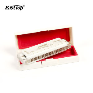 Easttop Harmonica 10 Hole Blues Diatonic Harmonica Ready Stock Advanced Metal Mouth Organ with White Cover Top Grade for Professional Player Beginner Students Children Kids Birthday Gift T008L