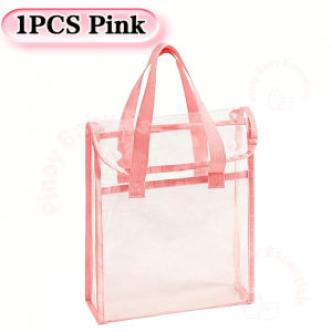 BUY 1 TAKE 1 PVC Thick Waterproof Double Layer Transparent Handbag Exam Tutorial A New Durable 3d Large Capacity Document Bag Designed For School Office Supplies Storage Bag