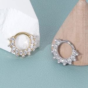 1/5PCS Titanium 16G Zircon Hinged Septum Clicker Nose Hoop Ring Heart CZ Daith Conch Helix Tragus Cartilage Lip Piercing Jewelry