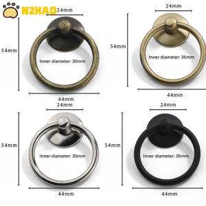 【N2HAO】 2Pc Vintage Round Ring Furniture Door Pull Handle Alloy Cabinet Dresser Drawer Knobs Handle