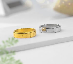 Nhẫn titan cao cấp khắc Nam Mô A Di Đà Phật bản 6mm xoay 360* chất liệu titan cao cấp siêu đẹp bền màu