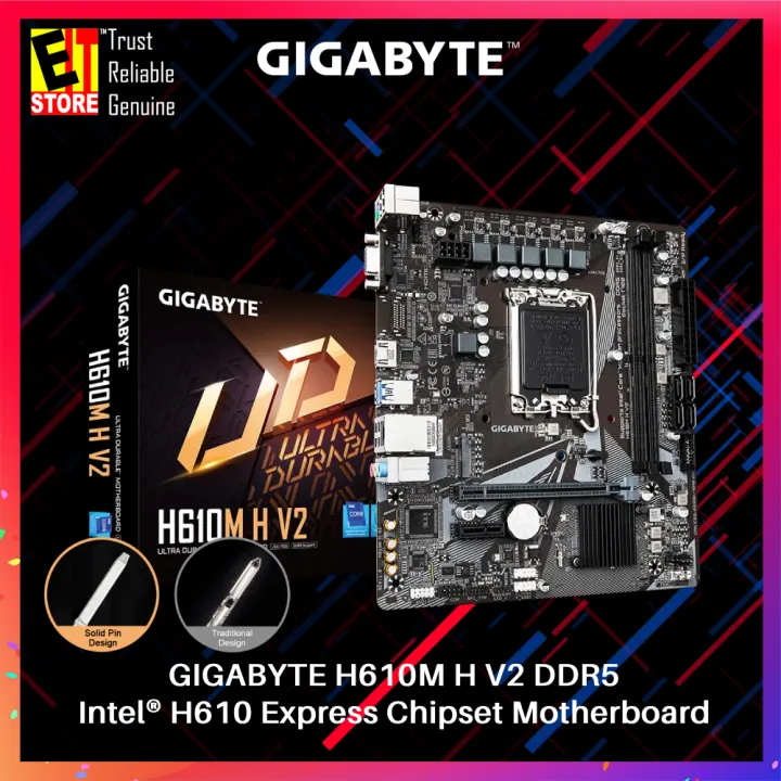 GIGABYTE H610M H V2 DDR4 OR DDR5 / GIGABYTE H610M K DDR4 WITH INTEL H610 EXPRESS CHIPSET MICRO ATX MOTHERBOARD ( Intel Core14th/ 13th /12th processors)