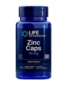 Life Extension Zinc Capsules 50 mg High Potency 90 Vegetarian Capsules Dietary Supplement Support immune defenses absorbable Made in USA
