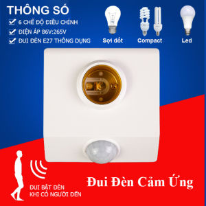 Đui đèn cảm biến hồng ngoại-đui đèn cảm biến chuyển động đui đèn cảm biến chuyển động LOẠI TÙY CHỈNH BẰNG NÚT GẠT