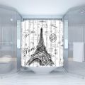 Eiffel Tower Shower Curtain R Hand-Painted Postmar Seal France Romantic European Paris City Architectural Cultural Landmark Printing Fabric Bathroom Decor Curtain Set with Hook. 