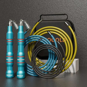 MOGOLD Professional Fitness Jump Rope with 3-Color Replaceable Cables - Burn Fat & Enhance Training Performance