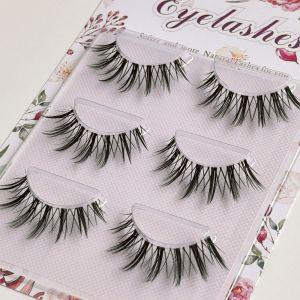 NOBLELYN Natural Look False Eyelashes 3D Effect Japanese Cosplay Faux Mink Lashes Fashion Long Air Cat Eye Eyelashes for Women
