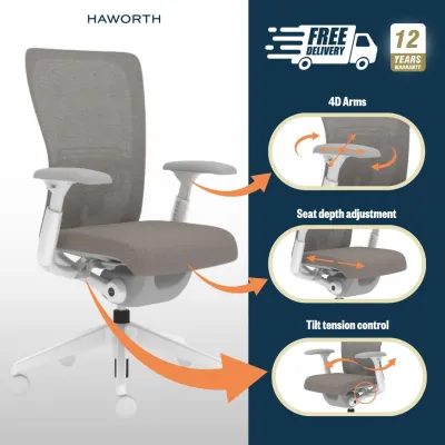 Zody Oceanic Fabric High Performance Ergonomic Office Chair - Haworth (Free Delivery + Free Chair Assembly) Delivery Within 1 Week