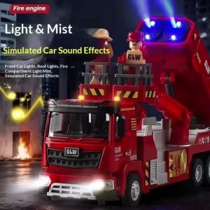 2026 Alloy fire truck toy large size water spraying mist sprinkling truck ladder rescue engineering vehicle