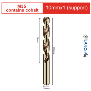 MATA BOR HSS COBALT BESI M35 GOLD MELUBANGI BESI STAINLESS STEEL 10 MM