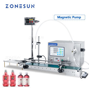 ZONESUN Automatic Liquid Filling Machine Water Magnetic Pump Production Machinery Juice Milk With Conveyor ZS-DTMP1S