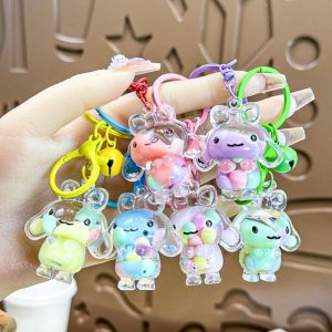 FDHT Dog Cinnamoroll Keychain Liquid Acrylic Cartoon Pendant Cute Charms Car Keyring Gifts