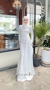 ชุดเดรสหางปลา แถมผ้าคลุมสีเข้าชุดให้นะคะ ชุดเดรสใส่ออกงาน ชุดเดรสมุสลิม รุ่นเฮเลนมุก ชุดใส่ออกงานทรงหางปลาเข้ารูป เดรสหรูๆ เดรสสวยใส่ไม่ซ้ำใคร