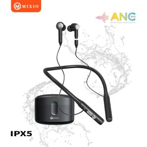 MIXIO X38 Neckband TWS 2 In 1 ANC ENC Super Bass Headset Bluetooth Nirkabel Penghilang Kebisingan Automatis Earphone Stereo Olahraga With Charging Box