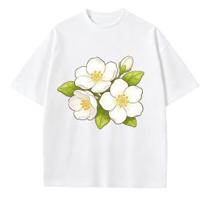 Sampaguita Jasminum tshirt for woman adult Sambac Flower Graphic 100% cotton Short Sleeve T shirt .C
