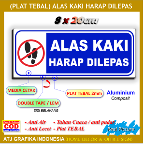 Plat tebal new alas kaki harap dilepas kebersihan lantai papan peringatan anti kotor sandal sepatu