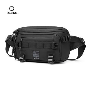 OZUKO Fashion Men Waist Bag Outdoor Sports Tactical Fanny Pack Multifunction Waterproof Male Chest Bag Mens Crossbody Bags2026