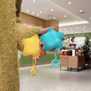 MILDGLOW Silicone Earphone Case Star Shape Yellow/Blue Earphone Protective Cover Cute Scratch Resistant Headphone Case for Airpods Pro/Pro 3/3/4