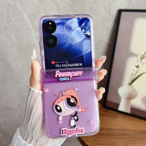 For 2026 Samsung Z Flip 8 Z Flip 7 Z Flip 6 Z Flip 5 Z Flip 4 Case Folding screen mobile phone case Colored cartoon cute crying baby Powerpuff Girls family three-piece PC hard case