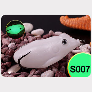 ICAMPDO 5.5cm/12g Fish Jumping Soft Frog Fishing Lure Plastic Jig Head with Assist Hook Fake Fish Bait Slow Jigging/Floating Hard Bait Artificial Tool Bionic Lures Tackle Snakehead 假饵