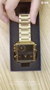 FCLIGE 2023 Original Watch Men New Luxury Sports Wrist Watches Gold Quartz Full Steel Waterproof Dual Display Alarm Watches for Men+