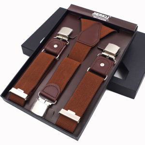 New Mans Suspenders 3 Clips Leather Braces Casual Suspensorios Trousers Strap 3.5*120cm Gift For Dad High Quality Tirantes h260606