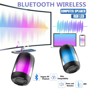 NBY220 V5.2 Computer Speaker HiFi Bass with AUX In and RGB Cool LED Light Effect Widely Compatible