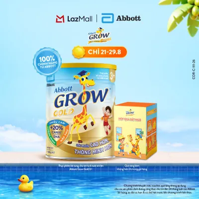 Lon sữa bột Abbott Grow Gold 3+ 800g tặng 1 Hộp quà bất ngờ