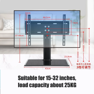 【Ready Stock】Universal Table TV Stand for 26"-70" LCD LED Screen Height Adjustable Monitor Desk Bracket with Tempered